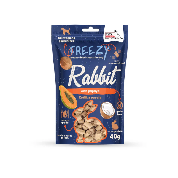 SYTA MICHA FREEZY Liofilizowane przysmaki dla psa - królik z papają - 40 g.png