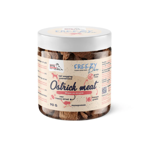 SYTA MICHA FREEZE PURE 100% Liofilizowane mięso strusia dla psa - 90 g.png