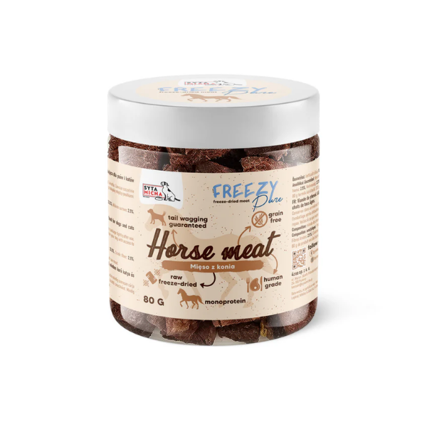 SYTA MICHA FREEZE PURE 100% Liofilizowane mięso z konia dla psa - 80 g.png
