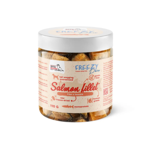 SYTA MICHA FREEZE PURE 100% Liofilizowany filet z łososia dla psów i kotów - 110 g.png