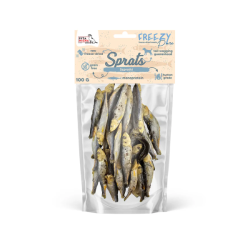 SYTA MICHA FREEZE PURE 100% Liofilizowane szprotki dla psów i kotów - 100 g.png