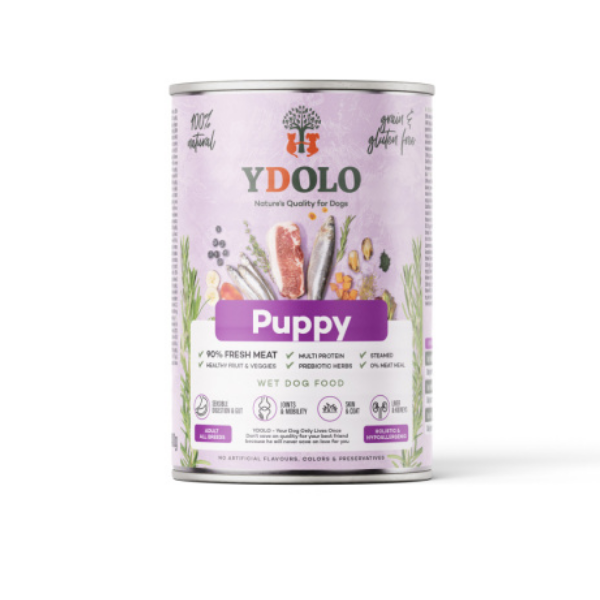YDOLO PUPPY Karma mokra dla szczeniąt - wieprzowina iberico  i ryby - 400 g   (1).png