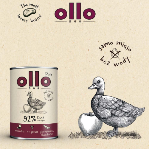 OLLO Kaczka z jabłkiem - karma mokra PURE dla psa - 400 g (2).png