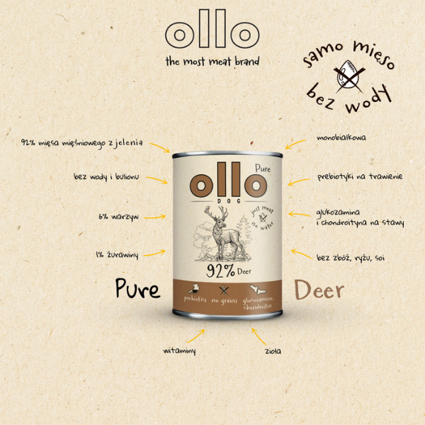 OLLO Jeleń - karma mokra PURE dla psa - 400 g  (3).png