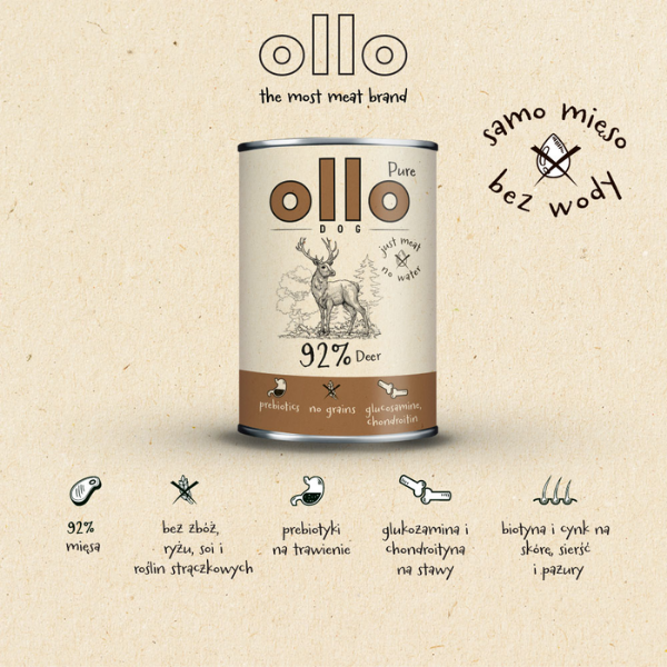 OLLO Jeleń - karma mokra PURE dla psa - 400 g  (4).png