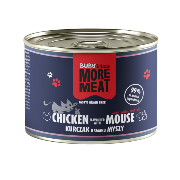 BUBA BUBAlicious More Meat - kurczak z myszą - karma mokra dla kotów - 185 g.png
