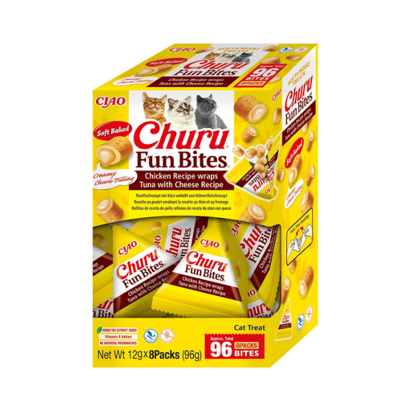 INABA Cat Fun Bites CHICKEN &amp; TUNA &amp; CHEESE- przysmaki z kurczakiem, tuńczykiem i serem dla kotów - 8 szt. x 12 g.png