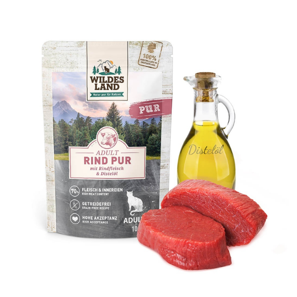 WILDES LAND CAT PUR Karma mokra pełnoporcjowa dla kotów - wołowina z olejem z krokosza - 100 g (1).png