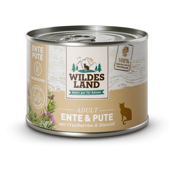 WILDES LAND CAT CLASSIC Karma mokra pełnoporcjowa dla kotów - kaczka i indyk z żurawiną 200 g.png