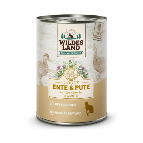 WILDES LAND CAT CLASSIC Karma mokra pełnoporcjowa dla kotów - kaczka i indyk z żurawiną 400 g.png