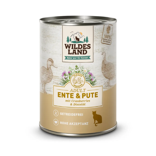 WILDES LAND CAT CLASSIC Karma mokra pełnoporcjowa dla kotów - kaczka i indyk z żurawiną 400 g.png
