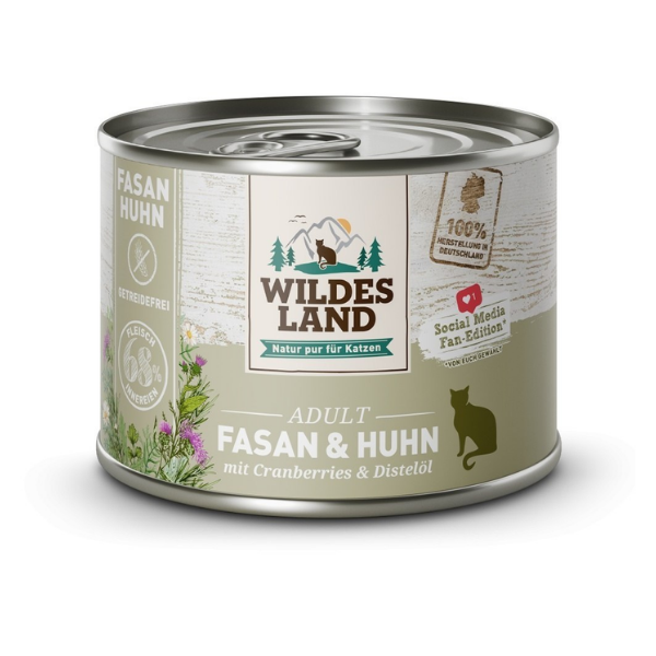 WILDES LAND CAT CLASSIC Karma mokra pełnoporcjowa dla kotów - bażant z kurczakiem i żurawiną  200 g.png