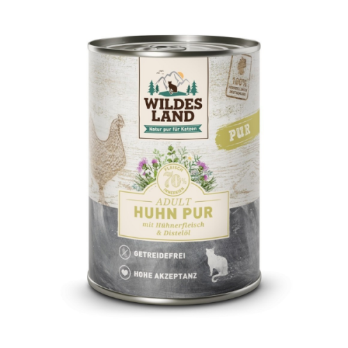 WILDES LAND CAT PUR Karma mokra pełnoporcjowa dla kotów - kurczak z olejem z krokosza 400 g.png