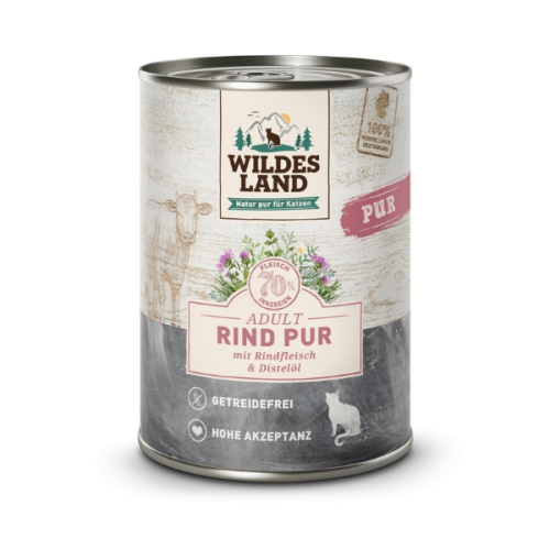 WILDES LAND CAT PUR Karma mokra pełnoporcjowa dla kotów - wołowina z olejem z krokosza 400 g.png