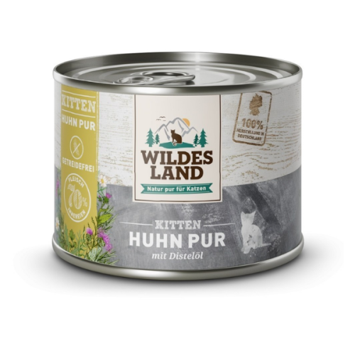 WILDES LAND CAT PUR Karma mokra pełnoporcjowa dla kociąt - kurczak z olejem z krokosza - 200 g (1).png
