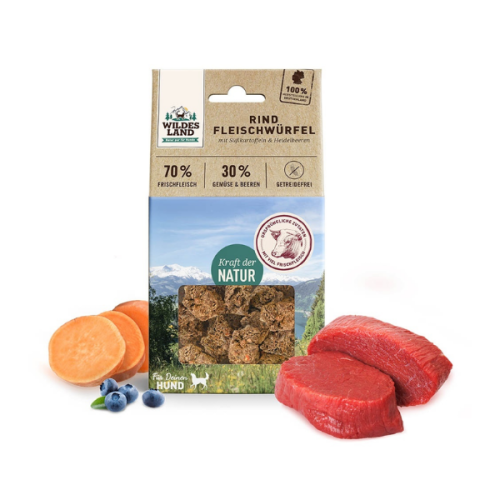 WILDES LAND Kostki z mięsa wołowego - przysmaki dla psów - 100 g (1).png