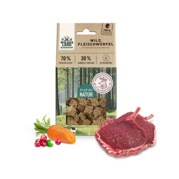 WILDES LAND Kostki z mięsa jelenia i sarny - przysmaki dla psów - 100 G (1).png
