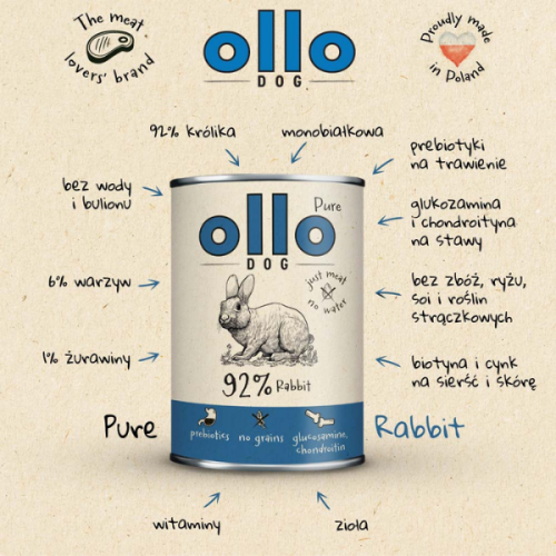 OLLO Królik - karma mokra PURE dla psa - 400 g (2).png