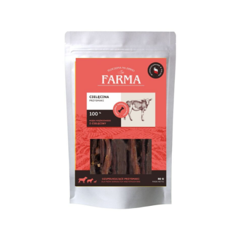 FARMA Paski z cielęciny - przysmaki dla psów - 80 g.png