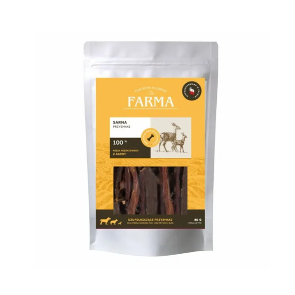 FARMA Paski z sarny - przysmaki dla psów - 80 g.png