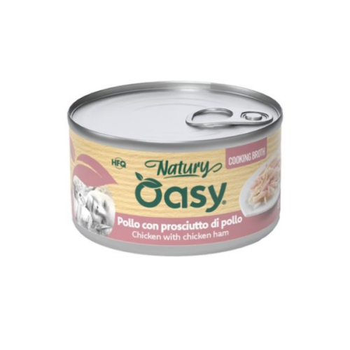 OASY NATURY cooking broth Karma mokra z kurczakiem i drobiową szynką dla kotów - 85 g.png