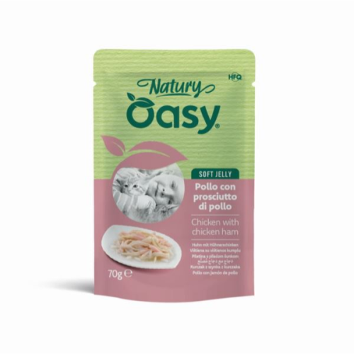 OASY NATURY Karma uzupełniająca dla kotów - kurczaka z szynką - 70 g.png