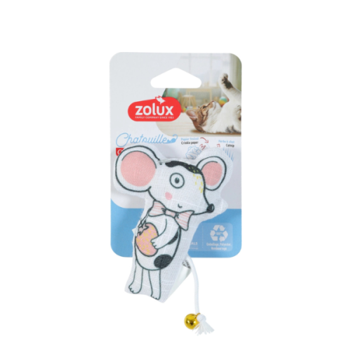 ZOLUX Zabawka CHATOUILLE z dzwoneczkiem i kocimiętką dla kotów - myszka w muszce.png