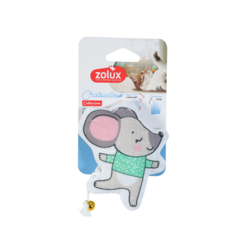 ZOLUX Zabawka CHATOUILLE z dzwoneczkiem i kocimiętką dla kotów - myszka w sweterku.png