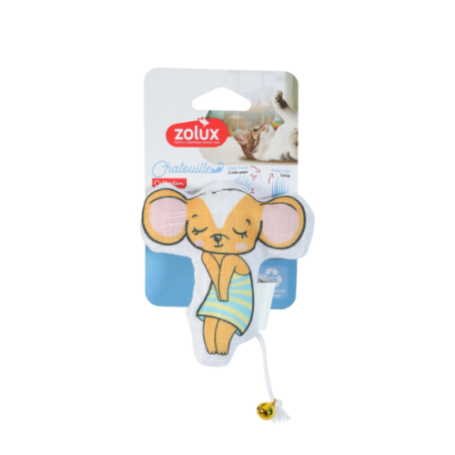ZOLUX Zabawka CHATOUILLE z dzwoneczkiem i kocimiętką dla kotów - myszka w sukience.png