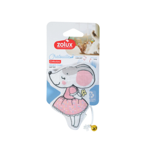 ZOLUX Zabawka CHATOUILLE z piórkami i kocimiętką dla kotów - myszka w tutu.png
