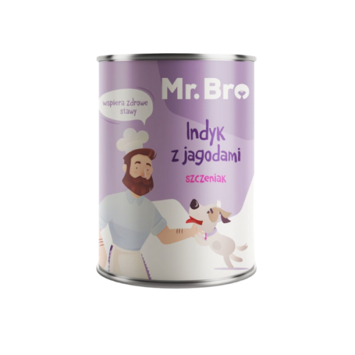 MR BRO PUPPY Indyk z jagodami  - karma mokra dla szczeniąt - 400 g.png