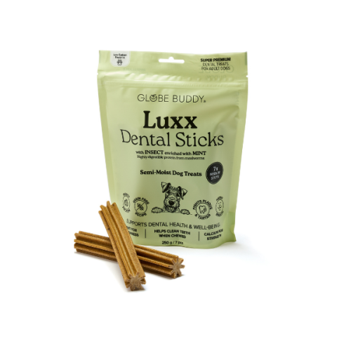 GLOBE BUDDY LUX DENTAL STICKS - półwilgotne przysmaki z owadami dla psów - 250 g.png