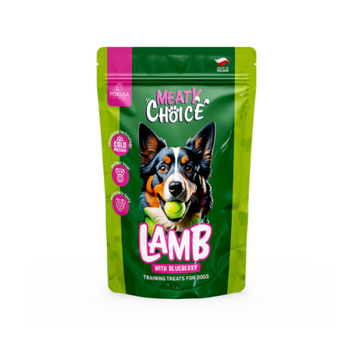 POKUSA MEATY CHOICE LAMB WITH BLUEBERRY Przysmaki treningowe -  jagnięcina z jagodami dla psów - 200 g.png