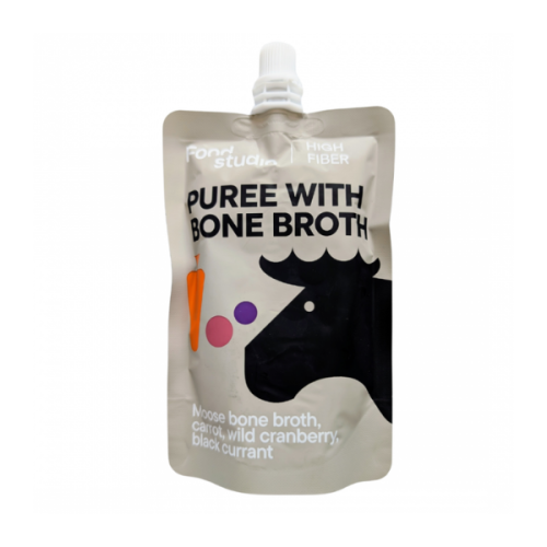 FOOD STUDIO CHEFS Chefs PUREE z bulionem kostnym z ŁOSIA z marchewką, dziką żurawiną i czarną porzeczką dla psów - 150 ml (1).png