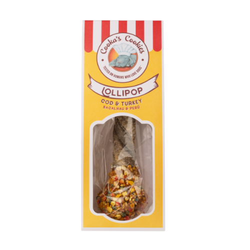 Cooka’s Cookies LOLLIPOP Lizak - gryzak z dorsza i indyka - przysmaki dla psów - 30 g - seria różowa (1).png