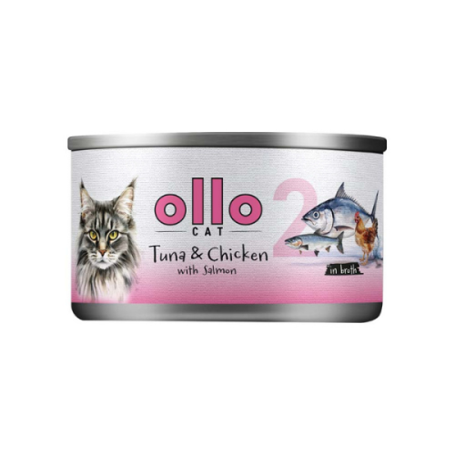OLLO CAT nr 2 Tuńczyk i kurczak z łososiem w sosie własnym - karma mokra dla kotów  - 70 g (1).png