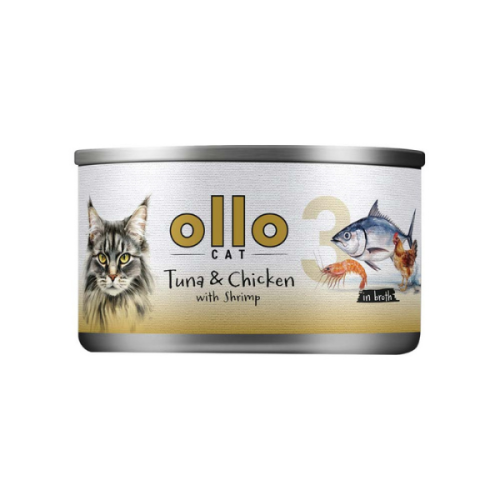 OLLO CAT nr 3 Tuńczyk i kurczak z krewetkami w sosie własnym - karma mokra dla kotów  - 70 g  (1).png