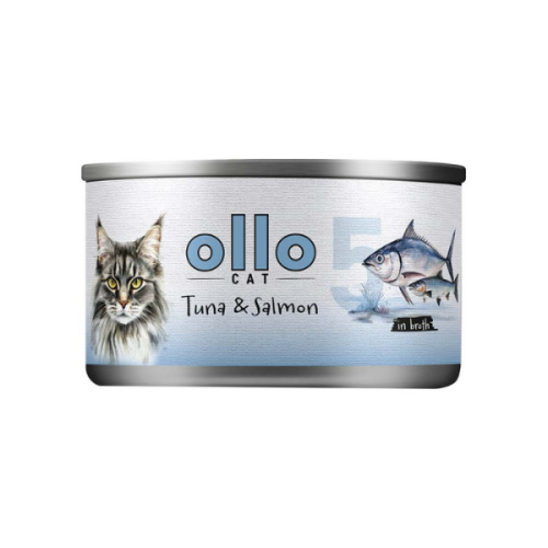 OLLO CAT nr 5 Tuńczyk i łosoś w sosie własnym - karma mokra dla kotów - 70 g  (1).png