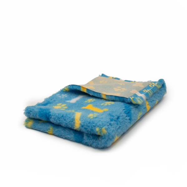 DRY BED Legowisko antypoślizgowe dla psów - kości i łapki - błękitne (3).png