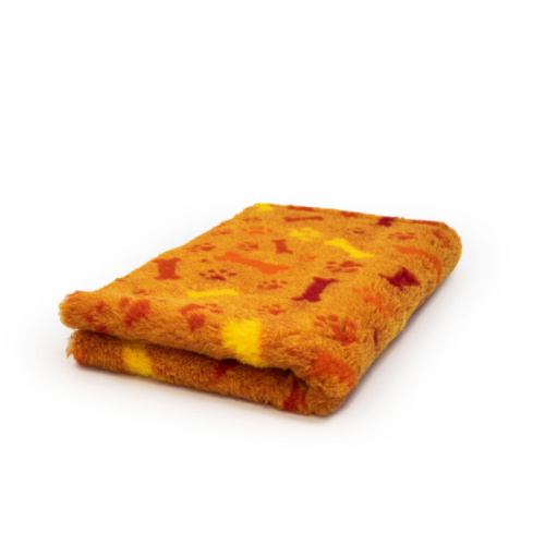 DRY BED Legowisko antypoślizgowe dla psów - kości i łapki - pomarańczowe, (1).png