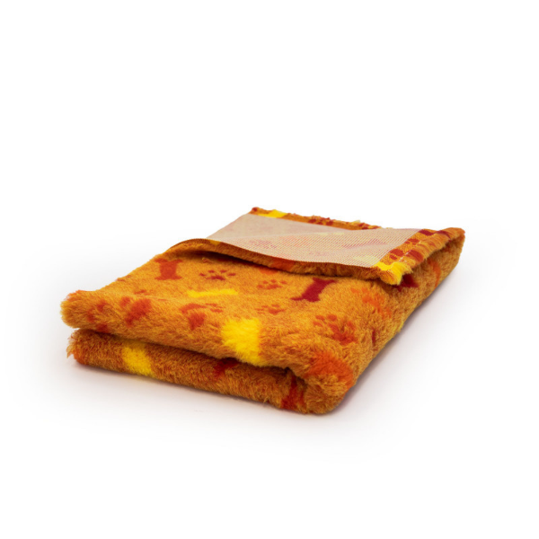 DRY BED Legowisko antypoślizgowe dla psów - kości i łapki - pomarańczowe, (3).png