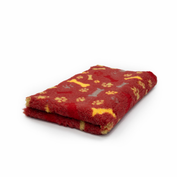 DRY BED Legowisko antypoślizgowe dla psów - kości i łapki - czerwone , (1).png