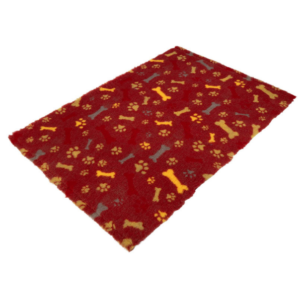 DRY BED Legowisko antypoślizgowe dla psów - kości i łapki - czerwone , (2).png
