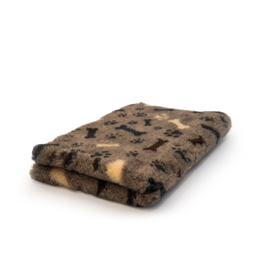 DRY BED Legowisko antypoślizgowe dla psów - kości i łapki - brązowe