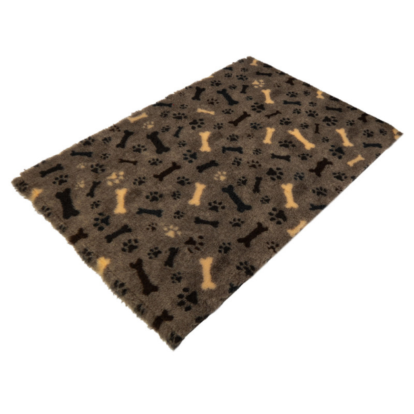 DRY BED Legowisko antypoślizgowe dla psów - kości i łapki - brązowe (2).png