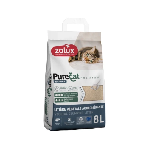ZOLUX PURECAT PREMIUM Żwirek dla kota zbrylający roślinny - 8L.png