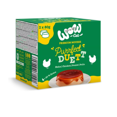 WOW CAT Purrfect Duett Huhn - mus z kurczaka z sosem dla kotów - 2 szt. x 80 g (1).png