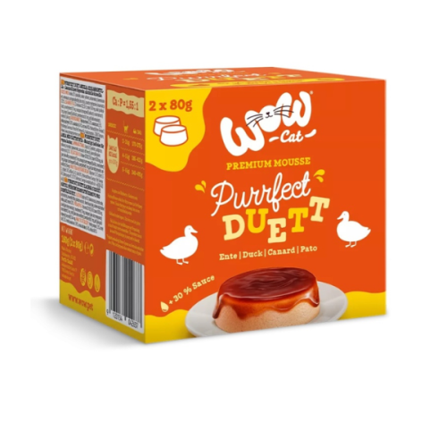 WOW CAT Purrfect Duett Ente - mus z kaczki z sosem dla kotów - 2 szt. x 80 g (1).png