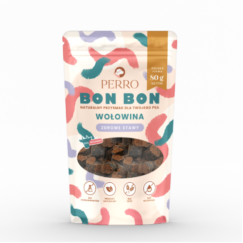 PERRO BON BON WOŁOWINA ZDROWE STAWY Przysmaki z dodatkiem funkcyjnym dla psów - 80 g