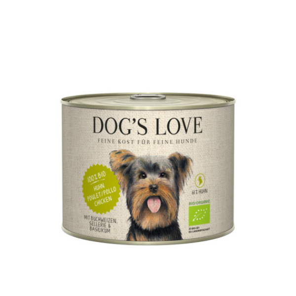 DOG'S LOVE BIO Huhn - Kurczak ekologiczny z kaszą gryczaną, selerem i bazylią dla psów - karma mokra dla psów - 200 g.png